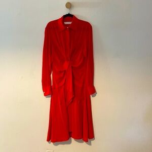 Victoria Beckham Red Silk Midi Dress